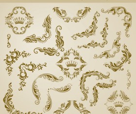 Retro floral border with corners crowns vector