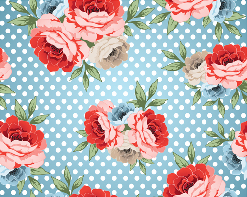 Retro styles roses seamless pattern vector 05