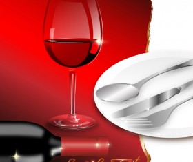 Romantic wine and tableware vector background