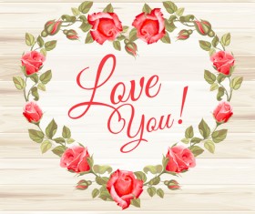 Rose frame with wedding cards vector 02