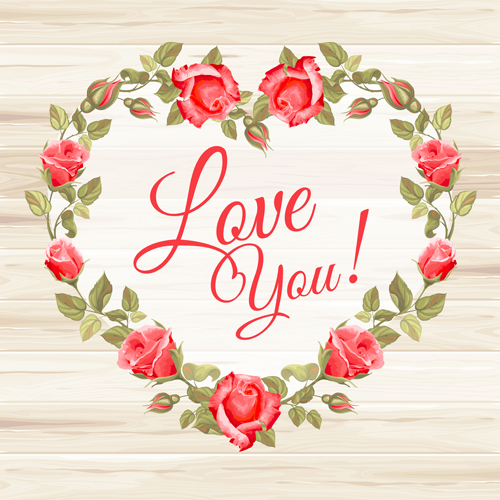 Rose frame with wedding cards vector 02 free download