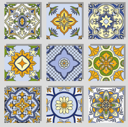 Seamless pattern tile floral vector set 01