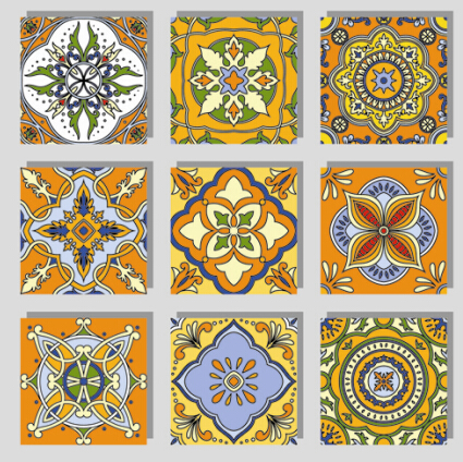 Seamless pattern tile floral vector set 04