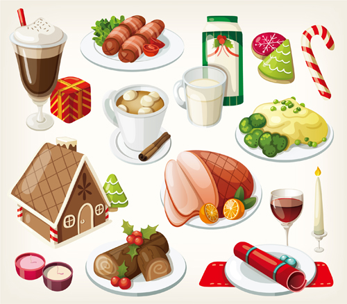 Set of food illustration vectors material 01 free download