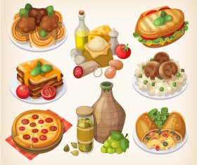 Set of food illustration vectors material 08