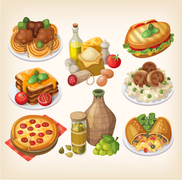 Set of food illustration vectors material 08