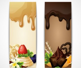 Shiny chocolate and sweets vector banners 01