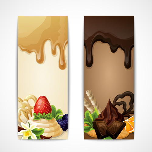 Shiny chocolate and sweets vector banners 01