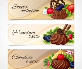Shiny chocolate and sweets vector banners 02