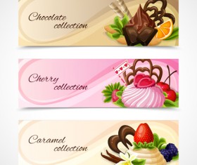 Shiny chocolate and sweets vector banners 05