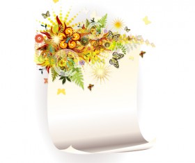 Shiny floral with paper background vector