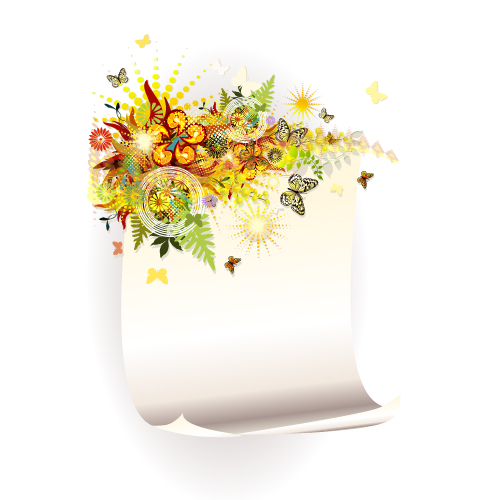Shiny floral with paper background vector
