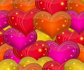 Shiny heart shapes seamless pattern vector