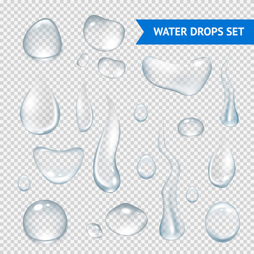 Shiny water drops vector illustration set 04