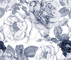 Sketch flowers art pattern seamless vector 01