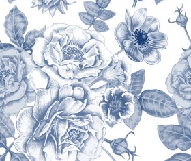 Sketch flowers art pattern seamless vector 02