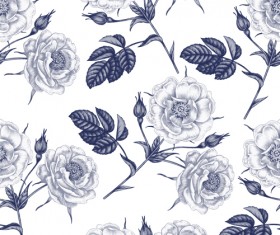 Sketch flowers art pattern seamless vector 04