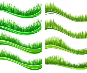 Spring grass borders vector material set 02