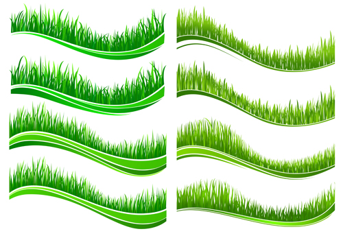 Spring grass borders vector material set 02