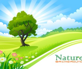 Spring nature landscapes vectors material 01
