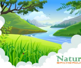 Spring nature landscapes vectors material 02