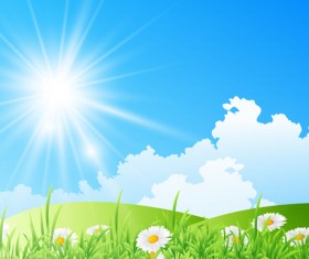 Spring nature landscapes vectors material 04