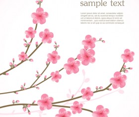 Spring pink cherry vector background