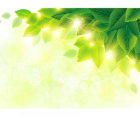 Spring sunlight with green leaves background vector 01