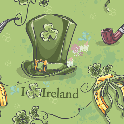St Patrick Day hand drawn vector background 04