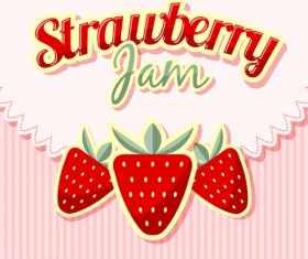 Strawberries jam with pink background vector