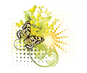 Stylish floral background with butterfly vector