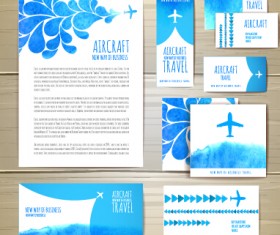 Summer travel watercolor cards vector 01
