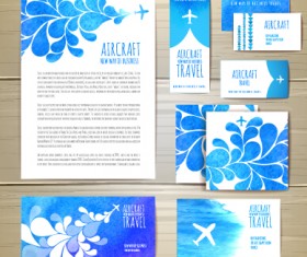 Summer travel watercolor cards vector 04