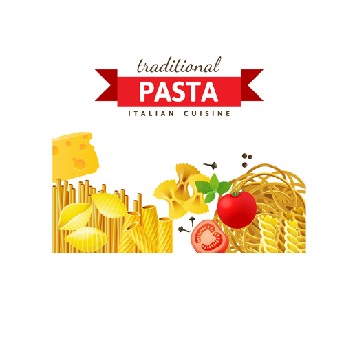 Traditional pasta art background vector 01