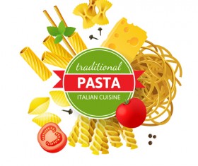 Traditional pasta art background vector 04