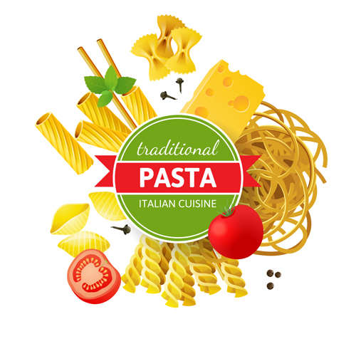 Traditional pasta art background vector 04