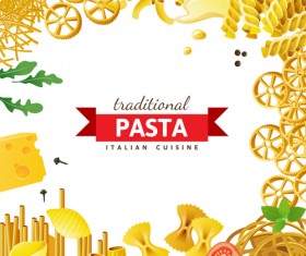 Traditional pasta art background vector 05