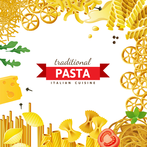 Traditional pasta art background vector 05