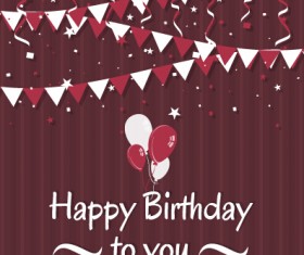 Triangle flags with confetti happy birthday background