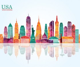 USA landmark building colored vector