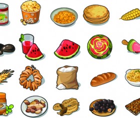 Various food vintage icons vectors set 03