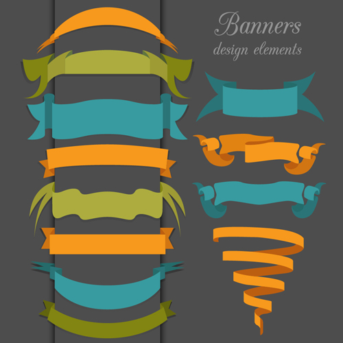 Vector set of ribbon vintage banners 02