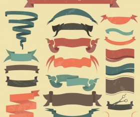 Vector set of ribbon vintage banners 05