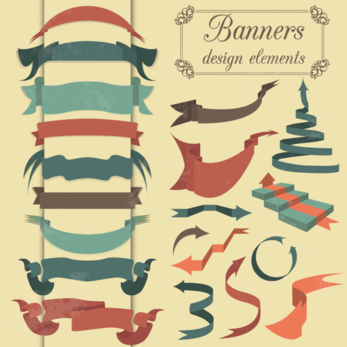 Vector set of ribbon vintage banners 06