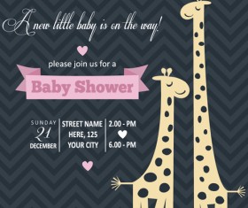 Vintage baby shower Invitation cards vector 01