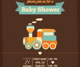 Vintage baby shower Invitation cards vector 02