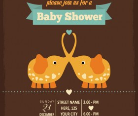 Vintage baby shower Invitation cards vector 03
