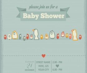 Vintage baby shower Invitation cards vector 04
