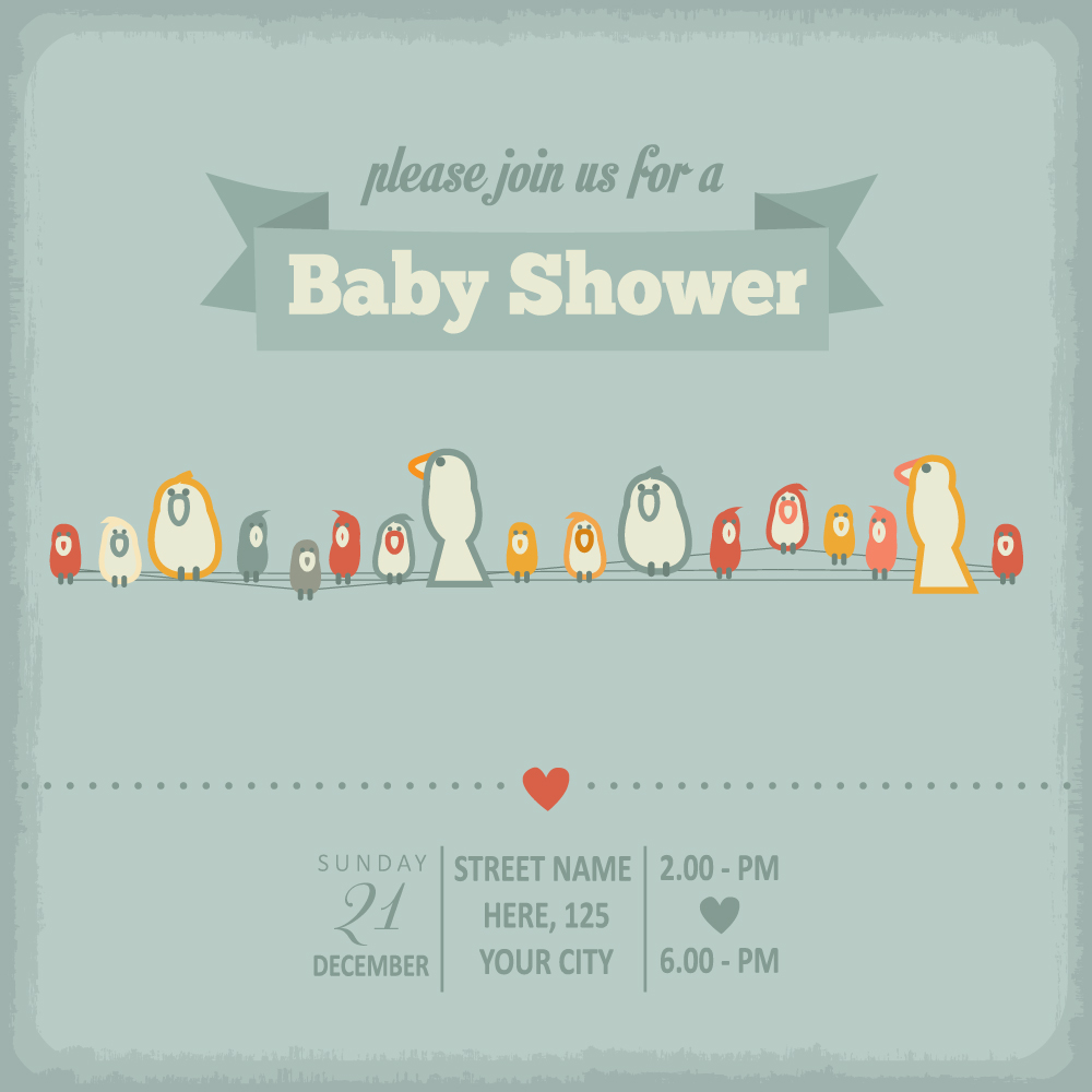 Vintage baby shower Invitation cards vector 04