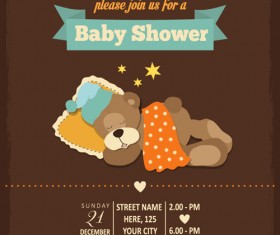 Vintage baby shower Invitation cards vector 05